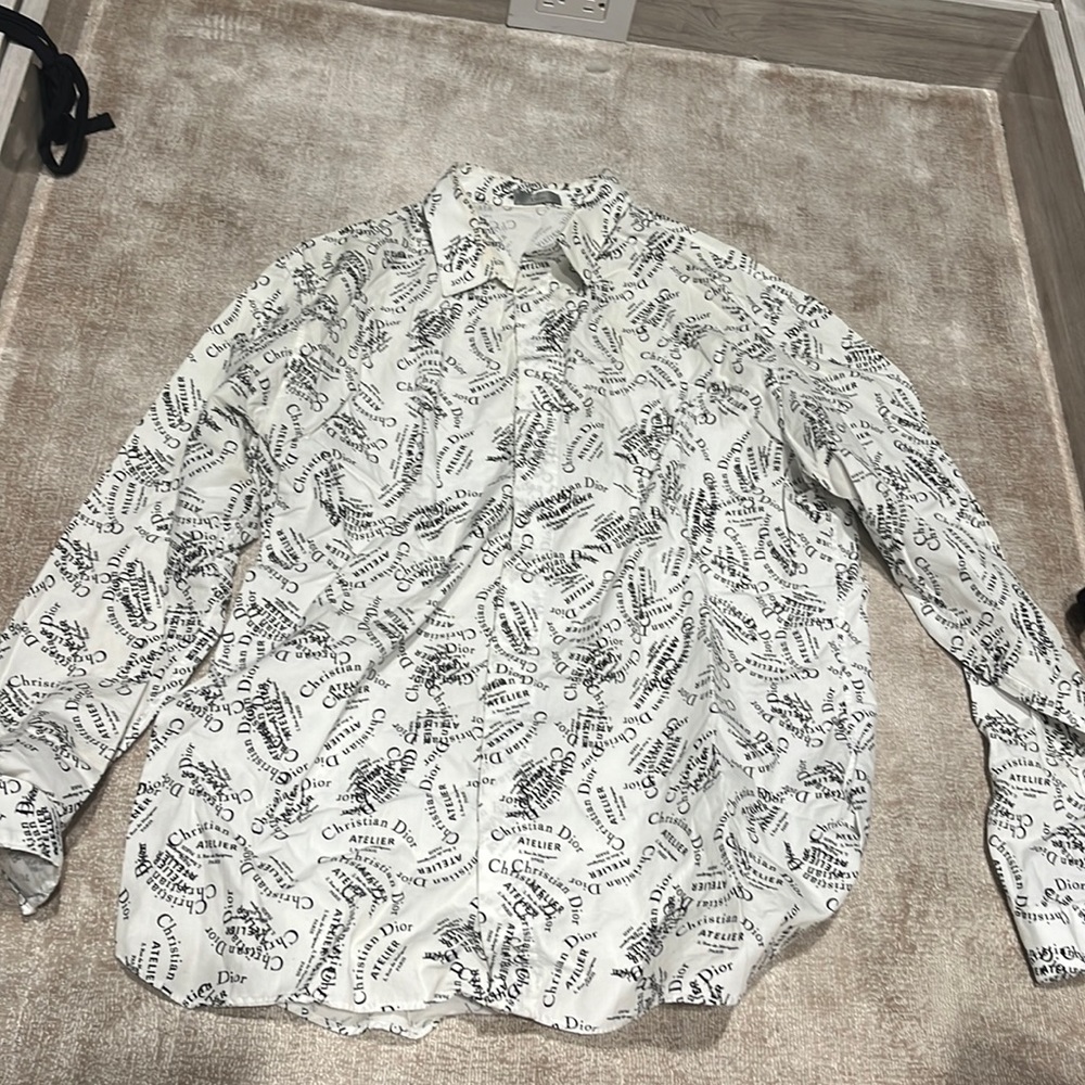All over Christian Dior cotton white button down shirt